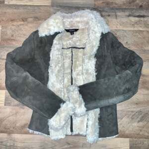 Vintage Express Brown Faux Suede Shearling Lined Jacket